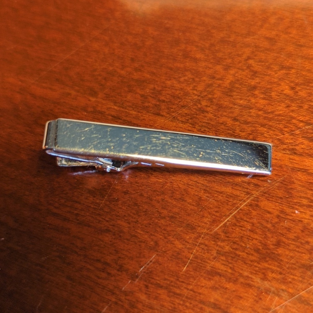 Signed Anson Men's Tie clip Silvertone vintage